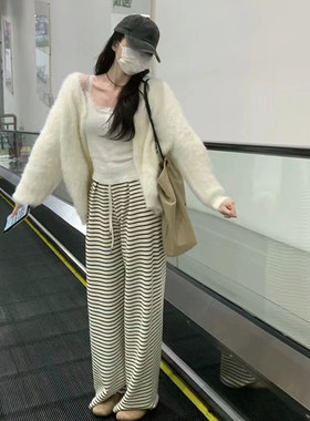 高腰韩版宽松长裤小个子显高
