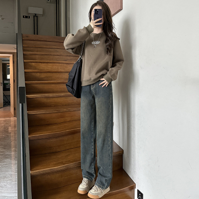 高腰长裤常规牛仔秋季小个子显高