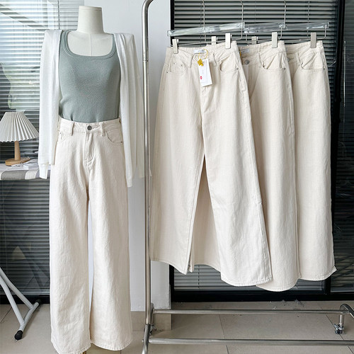 高腰长裤薄款牛仔秋季小个子显高