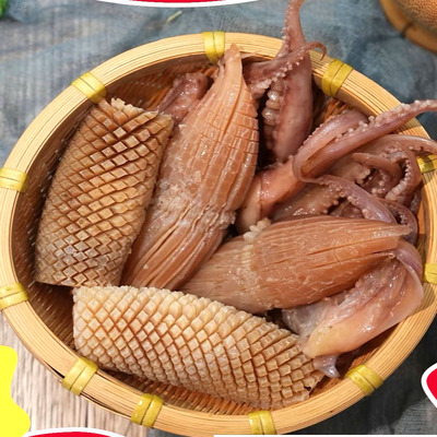 黑鱿鱼花 切花鱿鱼 网红火锅食材 500克 新鲜水发鱿鱼 冒菜串串香