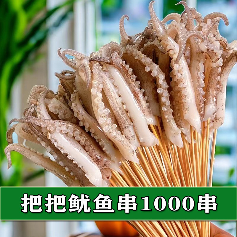 烧烤食材 把把鱿鱼串1000串 鱿鱼铁板烧冷冻鱿鱼须网红把把串整箱