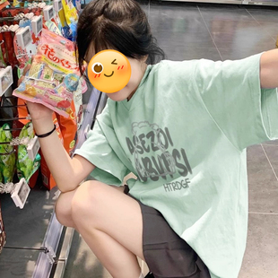 独特别致宽松上衣 新款 韩系减龄ins甜美穿搭100%纯棉短袖 t恤女夏季