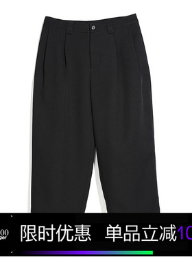 Kami anger 九分纯色休闲裤 原创设计黑色锥形宽松立裁裤男潮