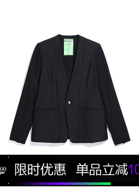 Kami anger休闲无领西装 原创设计休闲宽松西装黑色西服外套男