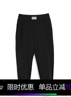 Kami anger 高腰束脚运动裤 原创设计黑色卫裤运动长裤子男松紧腰