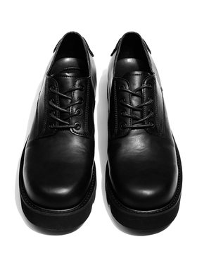 Kami anger原创设计暗黑圆头德比鞋 增高休闲皮鞋男新款厚底鞋