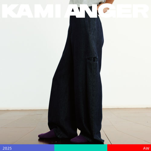 KAMIANGER RGB 秋季新款酵洗原色阔腿牛仔裤纯棉插袋宽松百搭长裤