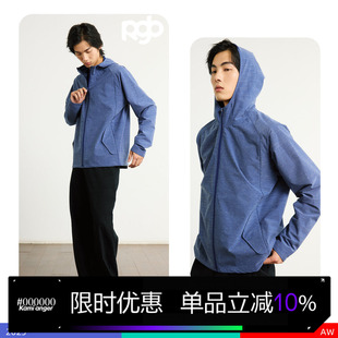 KAMIANGER RGB 2025秋季新款细条纹肌理感休闲运动风连帽拉链外套