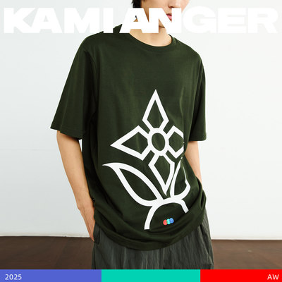 KAMIANGER RGB 2025春夏新款窗花印花TEE极简少年感宽松T恤上衣