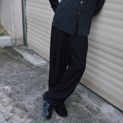 Kami anger微肌理垂感抽绳西裤