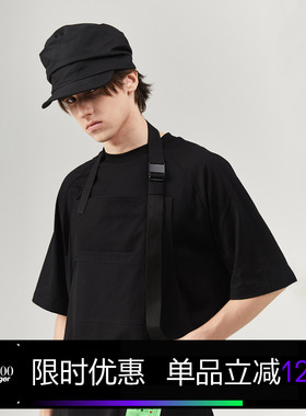 Kami anger原创设计居家办公多用型纯棉黑色防污围裙男女工作服潮