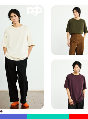 KAMIANGER RGB 新款纯色新疆棉简约基础款插肩袖宽松百搭T恤上衣