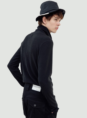 Kami anger原创设计黑色时尚先锋高领忍者套袖打底针织衫男士上衣
