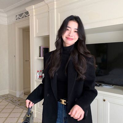 韩版双面毛呢大衣秋冬新款2025女正肩中长款时尚直筒呢子外套