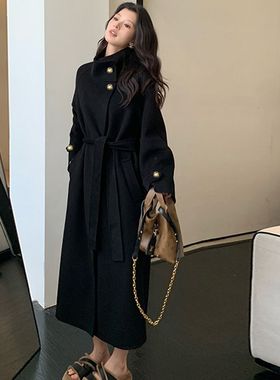 韩版双面呢子大衣女中长款2025秋冬季新款高级感气质毛呢外套