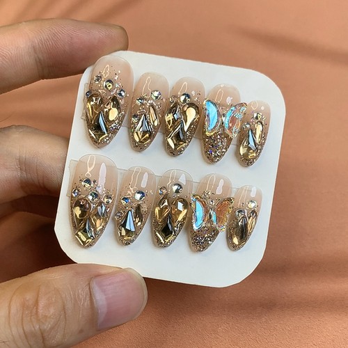 爆闪满钻穿戴甲高级感贵妇假指甲