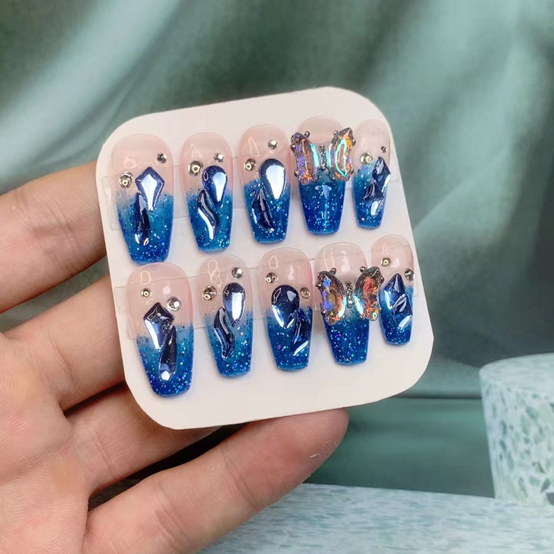 精选蓝钻水晶蝴蝶闪闪发光穿戴甲