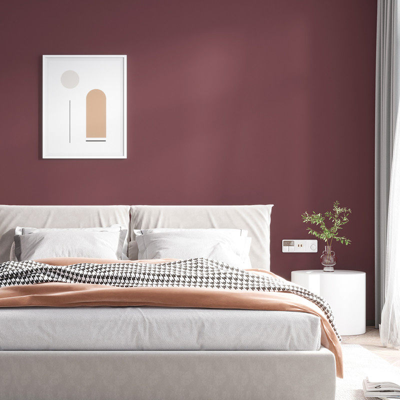 自粘哑光暗红加厚欧式背景墙纸