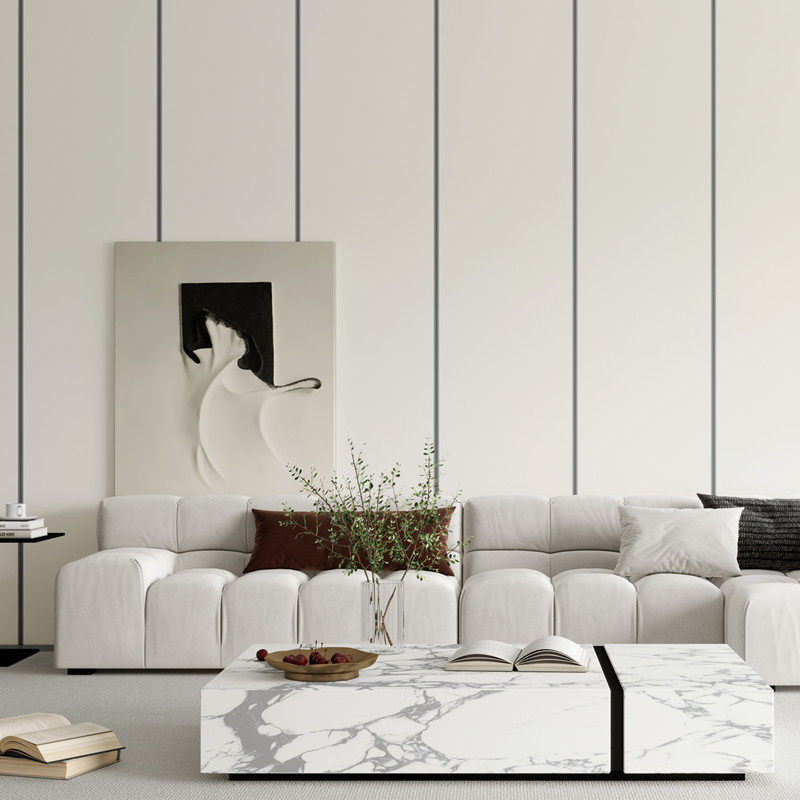轻奢北欧风白色哑光竖条纹无纺布立体墙壁纸餐厅棋牌办公室背景3D