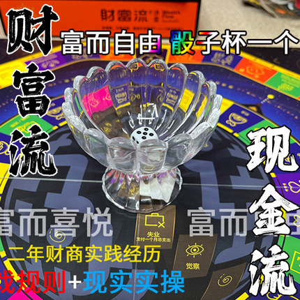 财富流沙盘骰子杯玻璃骰子碗现金流色子杯财商桌游游戏周边配件