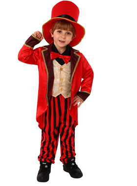儿童圣诞节红色马戏团驯兽师Circus Ringmaster cos服舞台演出装