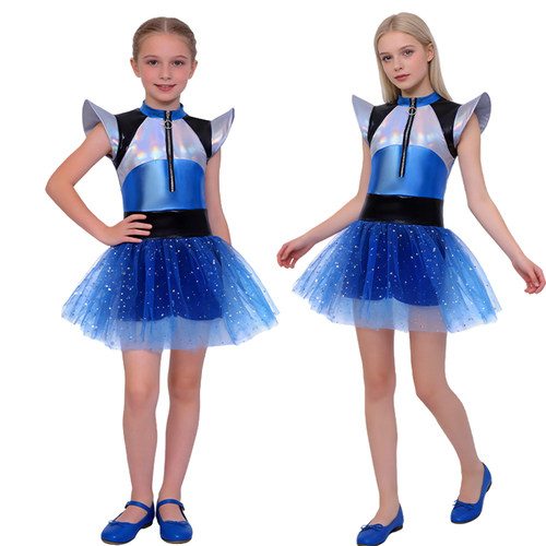 儿童机器外星人Cos服科技感亮面滑冰装演出服Alien Skater Dress