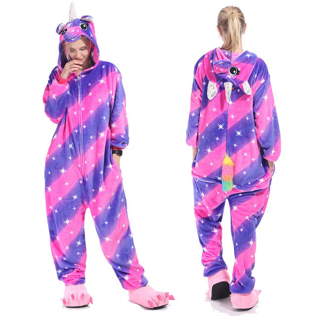 成人万圣节服法兰绒舒适居家独角兽睡衣动物连体衣Adult Onesies