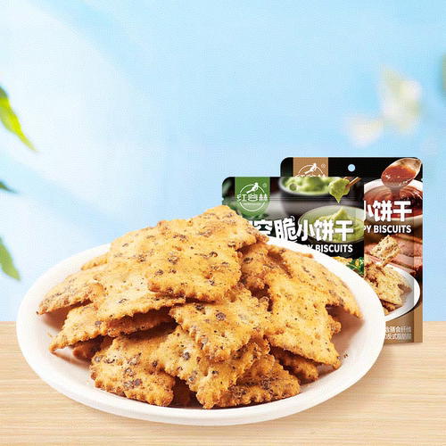 红谷林空空脆小饼干68g*6袋挪威芥末鳕鱼安格斯照烧牛肉味脆饼片