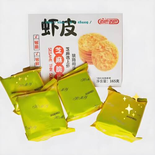 迈巴迈巴虾皮芝麻脆饼165g*3盒下午茶芝麻薄饼干代餐点心小吃零食