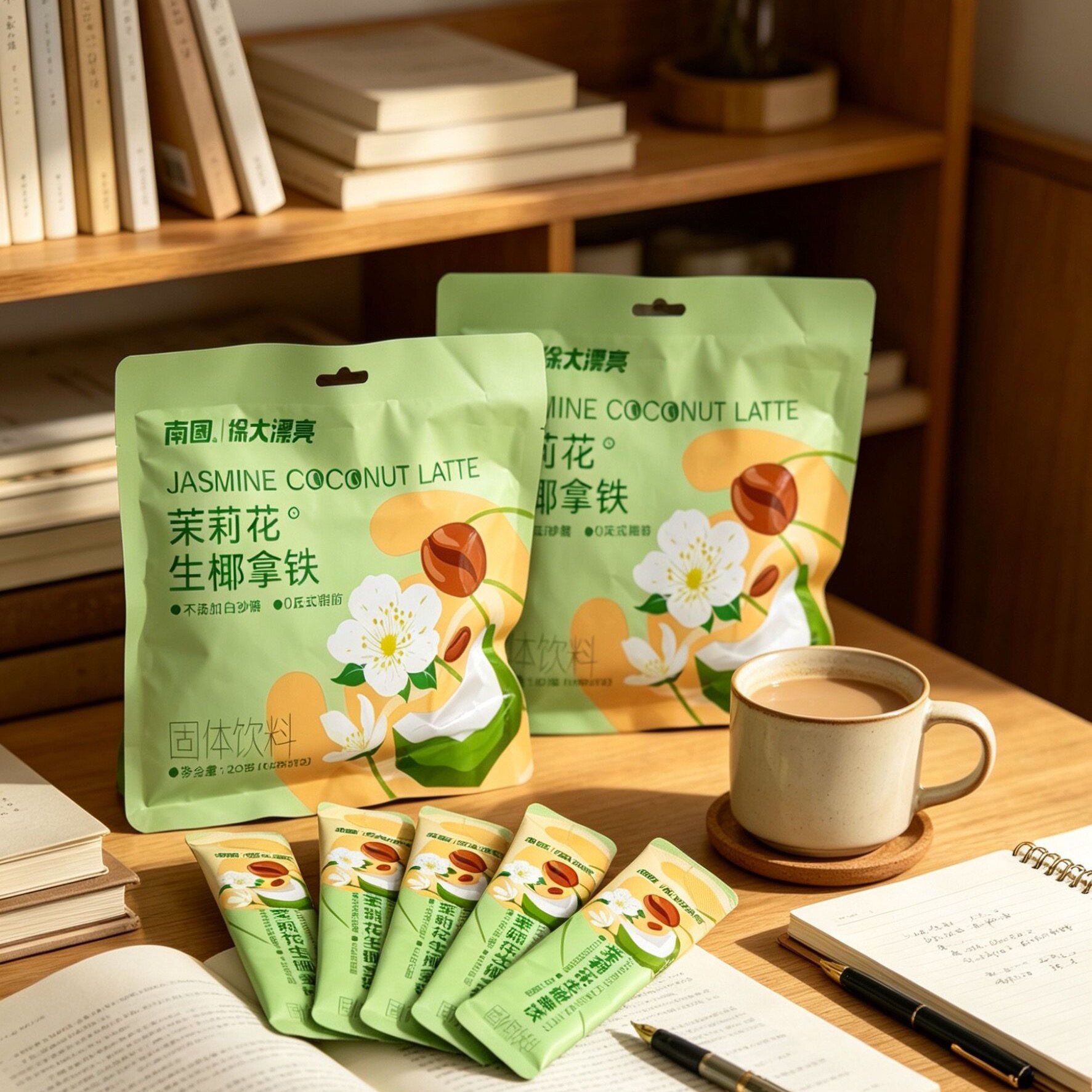 南国徐大漂亮茉莉花生椰拿铁120g*3袋冲泡即饮速溶咖啡粉固体饮料