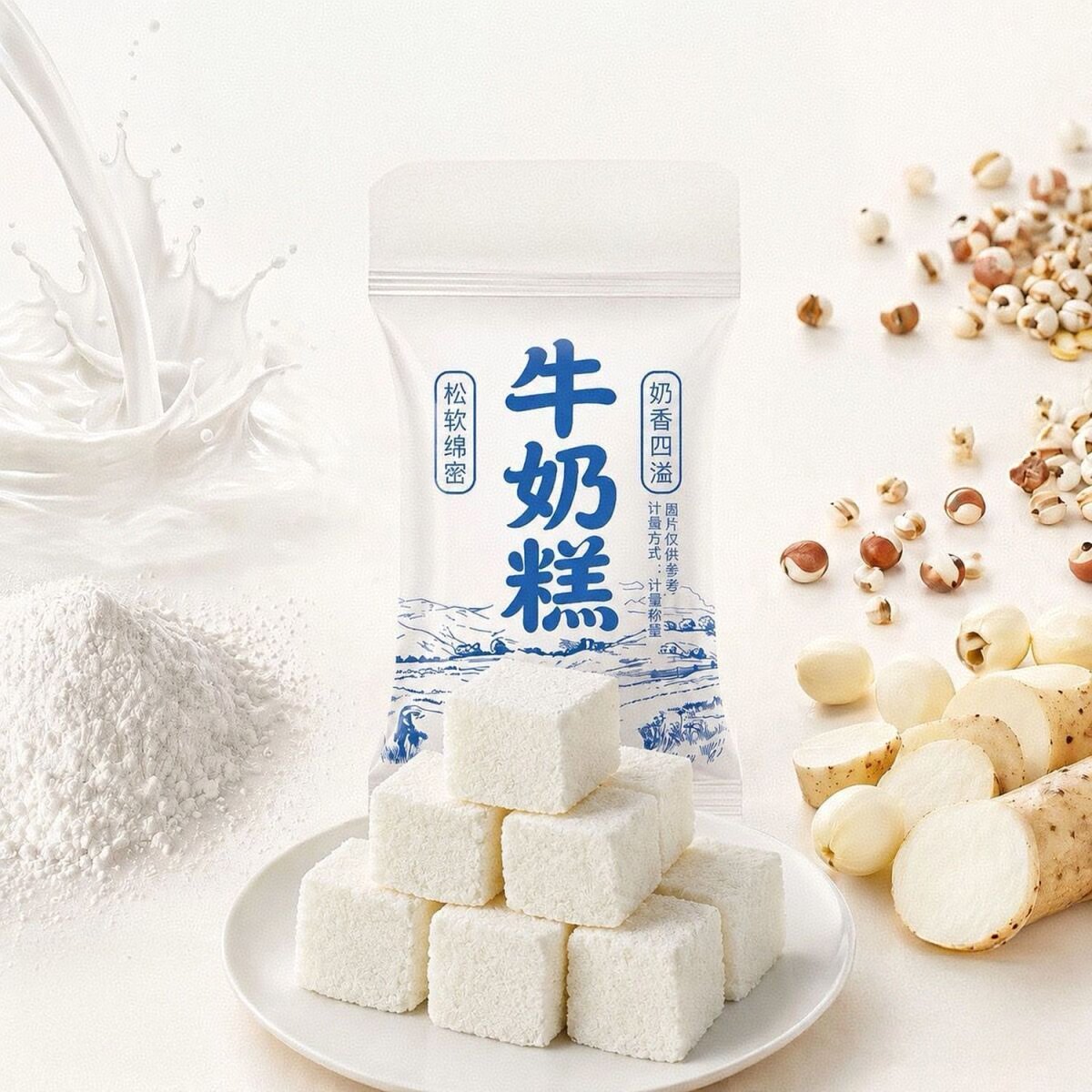牛奶糕香甜软糯大米八珍粉糕下午茶甜品糯米糕点心开袋即食奶糕