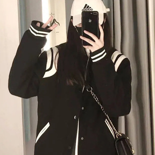 22SS经典美式黑白拼接飞行员夹克外套SLP风格白色2024新款棒球服