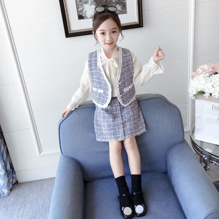 女童套装2019新款洋气秋装中大童小香风马甲短裙小女孩网红两件套|ruв категории Детская одежда, костюм - от Buy2taobao.com для оказания профессиональной услуги покупки агента Taobao