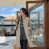 韩系立领中长款 宽松英伦风休闲大衣 2025新款 风衣外套女秋季 款