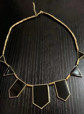 2025潮街拍复古金色风独特欧美高级感夸张黑色滴油个性项链女童