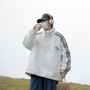 新款鱼骨纹加绒加厚羊羔绒棉衣xz1002-1-Y68p118控158，男装棉衣，星座906（原电商a316-1）