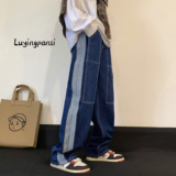 2025春季新款撞色直筒宽松牛水洗仔裤xz1002-1-k1067p60控75，男装休闲裤，星座906（原电商a316-1）