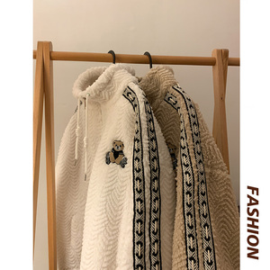 小熊刺绣立领羊羔绒加绒加厚棉衣xz1002-1-Y74p118控158