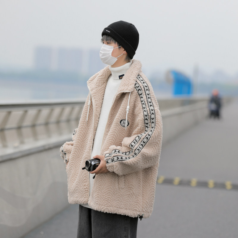 新款鱼骨纹加绒加厚羊羔绒男棉衣xz1002-1-Y68p118控158图片
