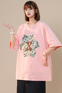 夏款原创中性骰子印花短袖棉宽松T恤xz1002-1-Y31P25限39图片