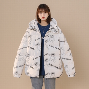 中性款！新款连帽印花小熊保暖棉衣外套xz1002-1-Y21p138控168图片