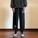秋冬新款小熊刺绣加绒加厚保暖卫裤xz1002-1-K1057p65控78，男装休闲裤，星座906（原电商a316-1）