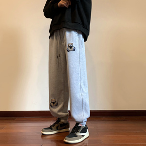 新款小熊刺绣加绒加厚保暖休闲裤潮流长裤xz1002-1-K1057p65控78图片