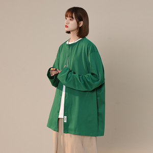 2026秋季新款中性潮流圆领宽松开衫女衬衫xz1002-1-Y56p60图片