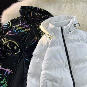 秋冬新款亮面印花加绒加厚面包服棉袄xz1002-1-Y66p128控158图片