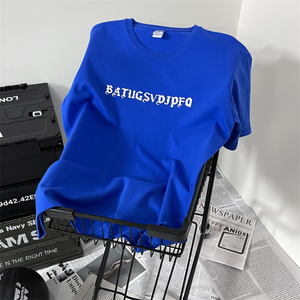 xz1002-1-Y53P25限39  新款中性情侣半袖原创美式复古立体字母T恤图片
