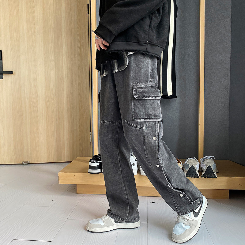 2026年春季开衩拉链宽松休闲牛仔裤xz1002-1-K42P52,男装牛仔裤,星座906（原电商a316-1）