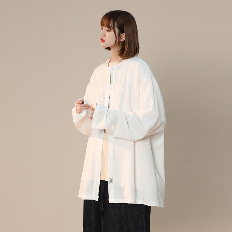 2026秋季新款中性简约纯色圆领宽松开衫衬衫男女xz1002-1-Y56p60,男装衬衫,星座906（原电商a316-1）