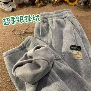 新款加绒加厚卫裤束脚裤休闲潮流直筒裤z1002-1-K1060P65控78图片