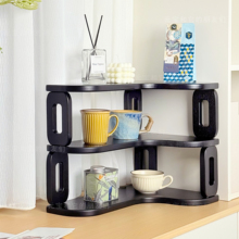 实木杯子收纳置物架黑色咖啡杯架子桌面转角杯架餐边柜多层展示架